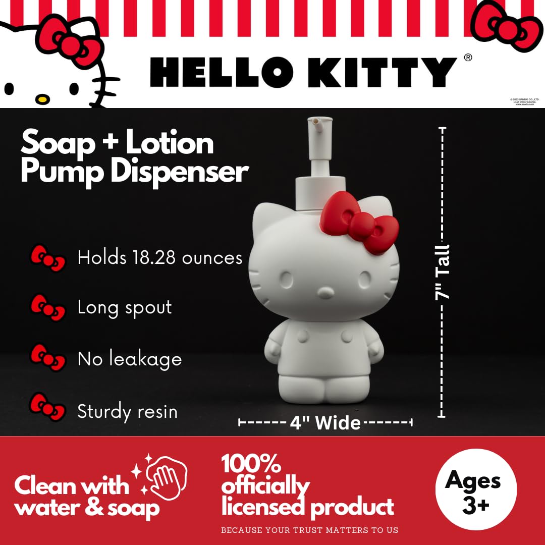 Collectibles Hello Kitty Soap/Lotion/Hand Sanitizer Resin Pump Dispenser, 10.36 Ounces, (Officially Licensed Product) By Franco